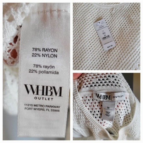 Outlet WHBM Mock Neck Pointelle Pullover Style 570360487- Sz M - Picture 7 of 9